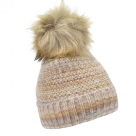 Berretto SEEBERGER con pompon in vera pelliccia