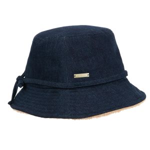 Cappello da pescatore SEEBERGER: denim e pelliccia sintetica
