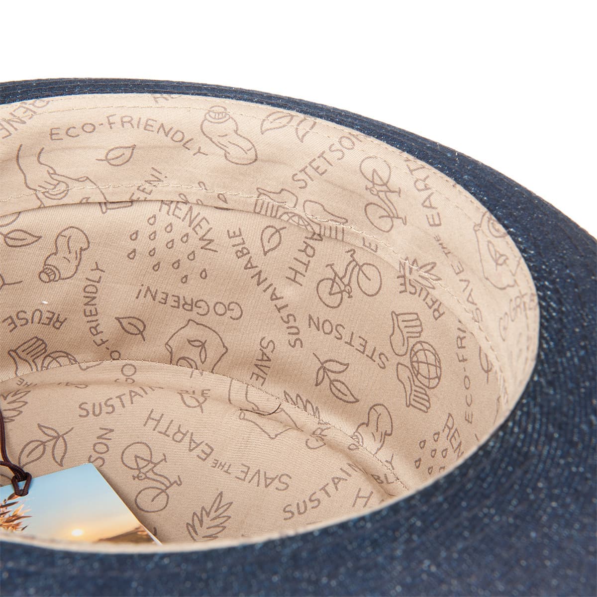 Stetson Sustainable Pork Pie Denim Hat Women/Men - Made in Italy Jeans with Lining Winter Autumn Spring Summer Summer-Winter