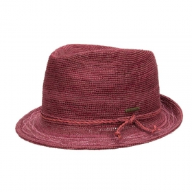 STETSON cappello trilby in rafia rossa