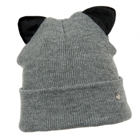 berretto beanie con risvolto e orecchie 