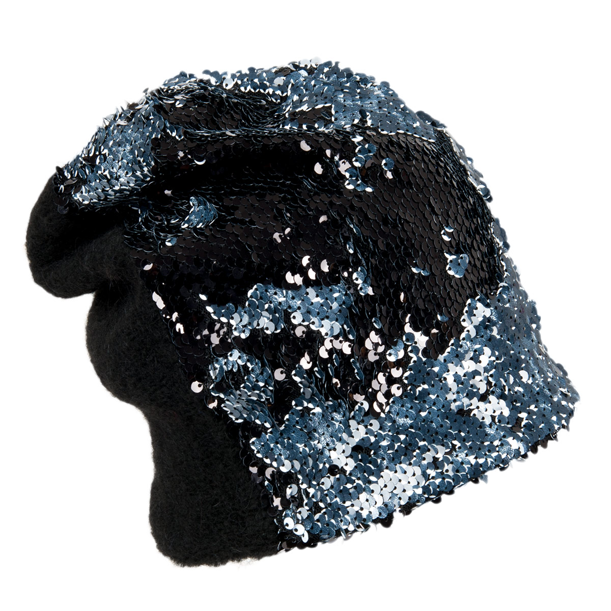berretto beanie ricamato con paillettes