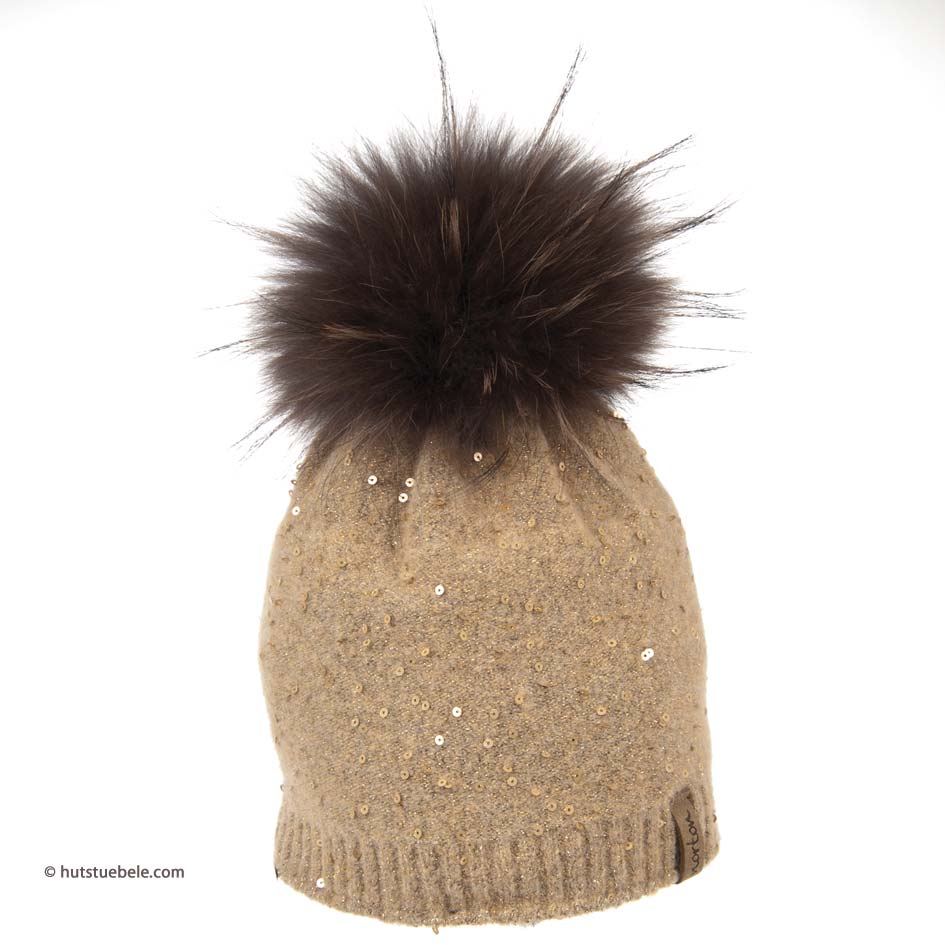 Cappello con pon pon in vera pelliccia - Italia