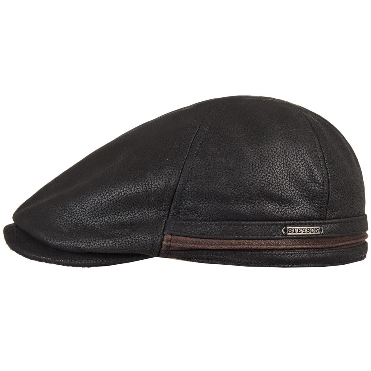 G&F Berretto Uomo In Pelle Bovina Autentica, Cappello Stile Piatto Vintage, Invernale Caldo Con Paraorecchie