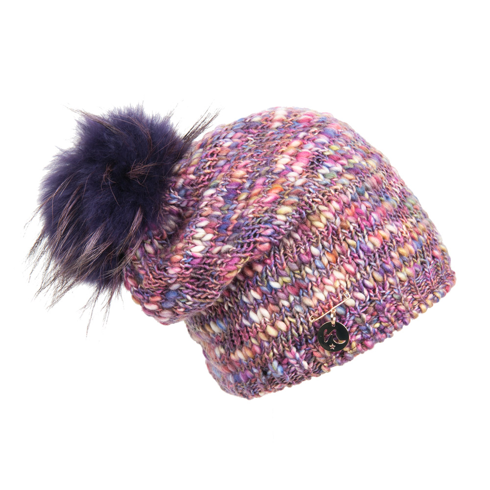 1 pezzo Berretto lungo lavorato a maglia per donna con pompon