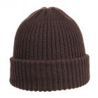 HUTTER | Cappello in maglia premium con risvolto in 100% lana merino marrone scuro