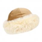 Colbacco esclusivo con risvolto in pelliccia ecologica beige