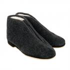 Pantofole alte in pura lana con cerniera grigio