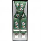 Bretelle con stelle alpine di alta qualit� e clips resistenti verde oliva.