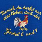 grembiule blu con motivo "Mensch du darfst nur einmal lieben..." blu