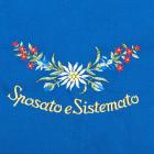 grembiule tirolese blu con motivo "Sposato e sistemato" blu
