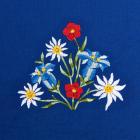 Grembiule con fiori ricchamati blu