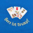 grembiule blu con motivo "Herz ist Trumpf" blu