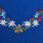 grembiule blu con motivo "fiori" blu