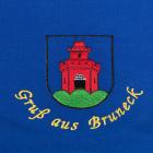 grembiule blu con motivo "Gru� aus Bruneck" blu