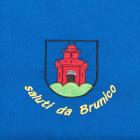 grembiule tirolese blu con motivo "Saluti da Brunico" blu