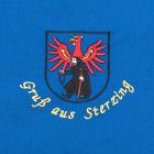 grembiule blu con motivo "Gru� aus Sterzing" blu