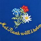 grembiule blu con motivo "Mei Ruah will i hobn" blu