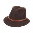 HUTTER | Cappello da uomo in feltro di lana con tesa stretta e cinturino in pelle marrone scuro