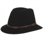 HUTTER | Cappello da uomo in feltro di lana con tesa stretta e cinturino in pelle nero