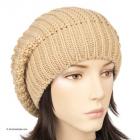 Cuffia tipo rasta in lana maglia per donna beige