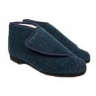 Comoda pantofola per la casa con chiusura in velcro realizzata in 100% pura lana blu