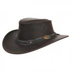 Cappello western in pelle di Scippis in pelle bovina con tesa curva marrone