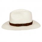 cappello estivo a tesa larga guarnito con cinturino in pelle firmato HUTTER bianco