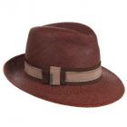 SEEBERGER | Cappello estivo da donna in paglia panama con bordo in nastro di tessuto marrone