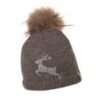 NORTON | Cappello da donna in maglia con motivo di cervo in strass marrone scuro