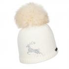 NORTON | Cappello da donna in maglia con motivo di cervo in strass bianco naturale
