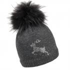 NORTON | Cappello da donna in maglia con motivo di cervo in strass antracite