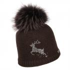 NORTON | Cappello da donna in maglia con motivo di cervo in strass marrone