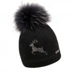 NORTON | Cappello da donna in maglia con motivo di cervo in strass nero