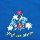 grembiule blu con motivo "Gruss aus Meran" blu