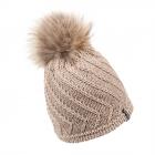 McBEANIE | berretto donna lana maglia con pompon e strass  beige