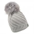McBEANIE | berretto donna lana maglia con pompon e strass  grigio chiaro