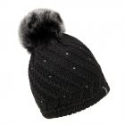 McBEANIE | berretto donna lana maglia con pompon e strass  nero