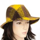 cappello tesuto da donna con tesa media giallo