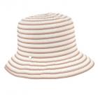 cappello rigato in tessuto a tesa media leggermente cadente marrone chiaro