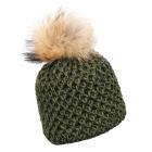 NORTON | berretto da donna con pompon animale verde oliva.