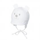 STERNTALER | cuffia baby con paraorecchie e lacci motivo gatto bianco