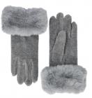 MODA | Guanti in pile con pelliccia ecologica Eleganti e caldi per le donne grigio