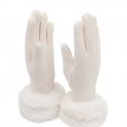 MODA | Guanti in pile con pelliccia ecologica Eleganti e caldi per le donne bianco naturale