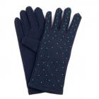 guanti donna elastici con motivo punti blu