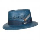 KANGOL | Cappello da uomo Trilby in paglia con piume blu