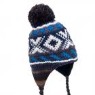 McBEANIE | berretto bimbi multicolor con pompon e fodera pile blu