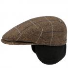 Berretto uomo piatto flatcap Kent wool con paraorecchie firmato STETSON camello