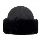 MODA | Cappello da donna con motivo trapuntato e bordo in pelliccia sintetica Impermeabile nero