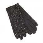 guanto donna in tessuto lurex con paillettes nero